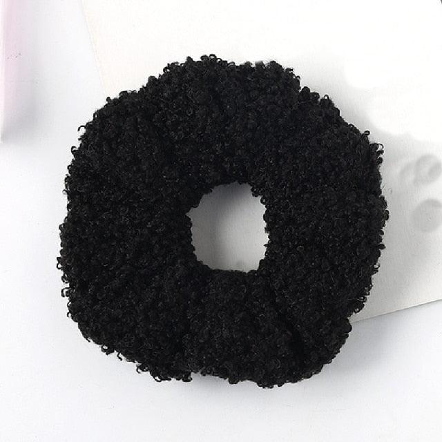 New Women Cute Teddy Velvet Scrunchies Elastic Hair Band Faux Fur Hair Rope Girl's Hair Tie Accessories Ponytail Holder Accessories for Women And Girls