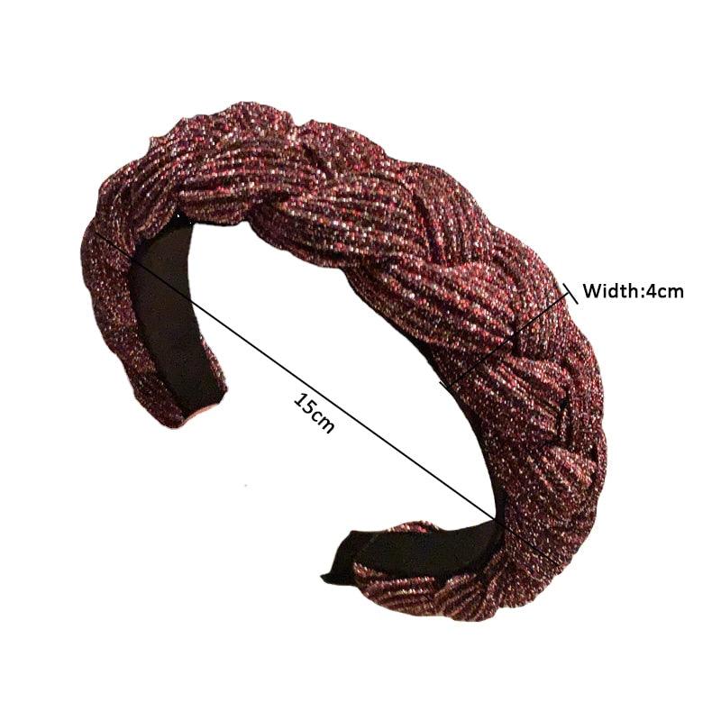 New Women Hairband Cross Knot Braid Twist Headband Adult Autumn Winter Shiny Color Headwear Wide Side Turban Gorgeous Hair Accessories For Women