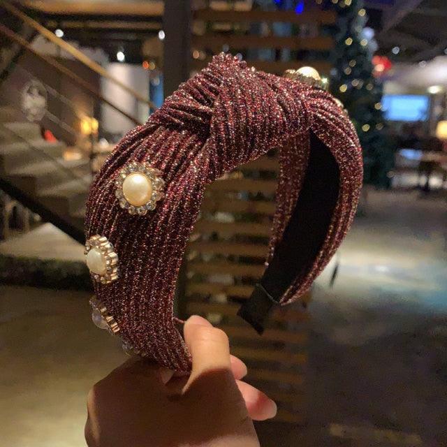 New Women Hairband Cross Knot Braid Twist Headband Adult Autumn Winter Shiny Color Headwear Wide Side Turban Gorgeous Hair Accessories For Women