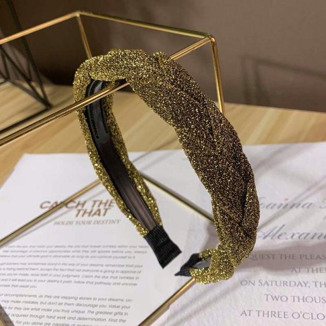 New Women Hairband Cross Knot Braid Twist Headband Adult Autumn Winter Shiny Color Headwear Wide Side Turban Gorgeous Hair Accessories For Women