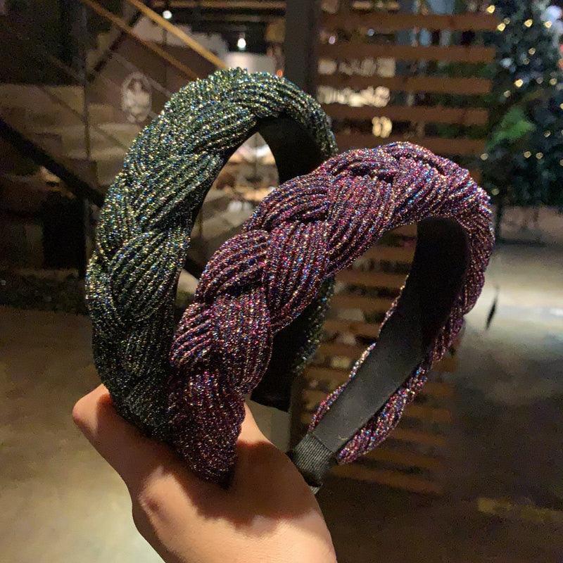 New Women Hairband Cross Knot Braid Twist Headband Adult Autumn Winter Shiny Color Headwear Wide Side Turban Gorgeous Hair Accessories For Women