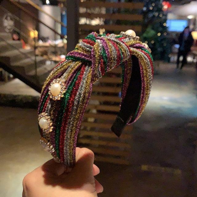 New Women Hairband Cross Knot Braid Twist Headband Adult Autumn Winter Shiny Color Headwear Wide Side Turban Gorgeous Hair Accessories For Women