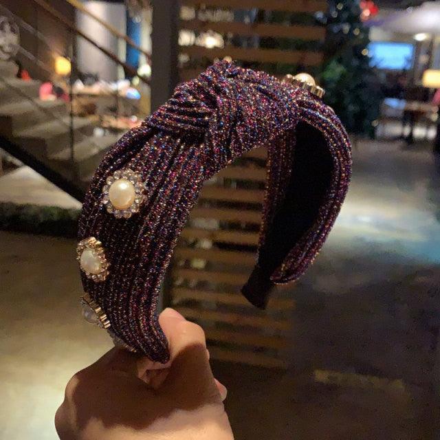 New Women Hairband Cross Knot Braid Twist Headband Adult Autumn Winter Shiny Color Headwear Wide Side Turban Gorgeous Hair Accessories For Women