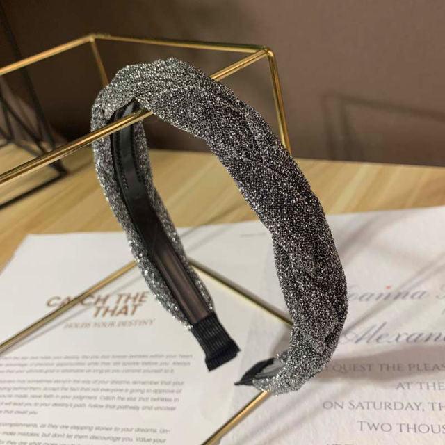 New Women Hairband Cross Knot Braid Twist Headband Adult Autumn Winter Shiny Color Headwear Wide Side Turban Gorgeous Hair Accessories For Women