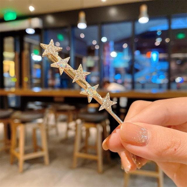 New Women Luxury Elegant Shining Full Stars Silver Gold Hair Clips Sweet Hair Ornament Headband Hairpin Fashion Hair Accessories For Women