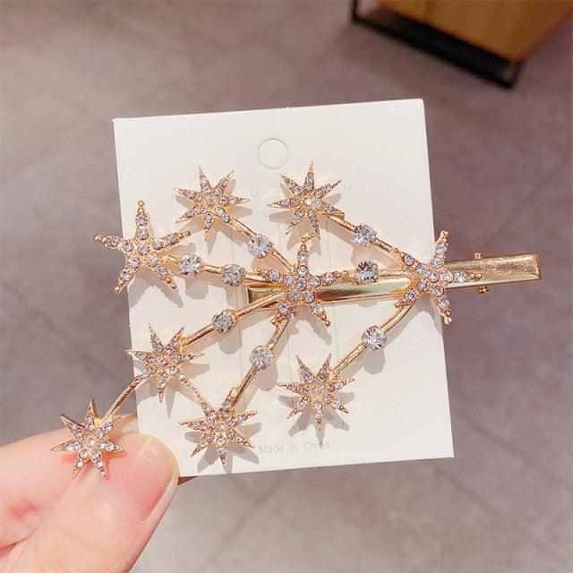 New Women Luxury Elegant Shining Full Stars Silver Gold Hair Clips Sweet Hair Ornament Headband Hairpin Fashion Hair Accessories For Women