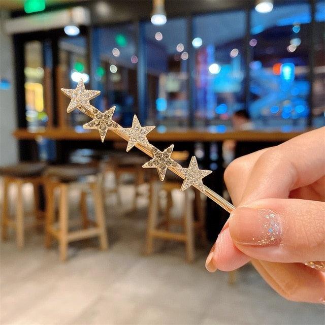 New Women Luxury Elegant Shining Full Stars Silver Gold Hair Clips Sweet Hair Ornament Headband Hairpin Fashion Hair Accessories For Women