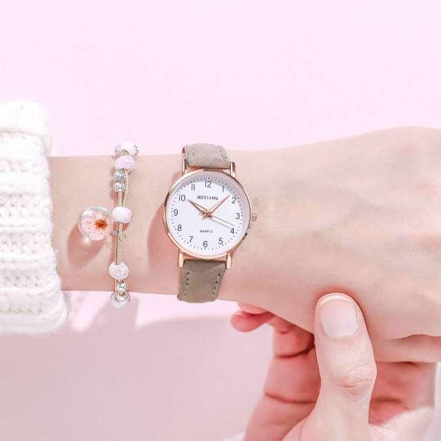 New Women Watch Fashion Casual Leather Belt Watches Simple Small Dial Quartz Dress Wristwatch Quartz Analog Wrist Watches For Women With Second Hand Luminous Hands Women Leather Watch