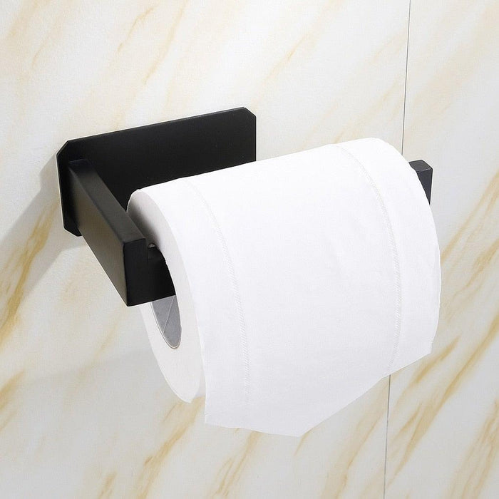No-Drill Self Adhesive Toilet Paper Holder Stainless Steel Bathroom Kitchen Roll Paper Accessory Tissue Towel Rack Metal Holders Toilet Tissue Roll Holders Dispenser And Hangers Wall Mounted For Bathroom  Kitchen Stainless Steel Modern Square Style