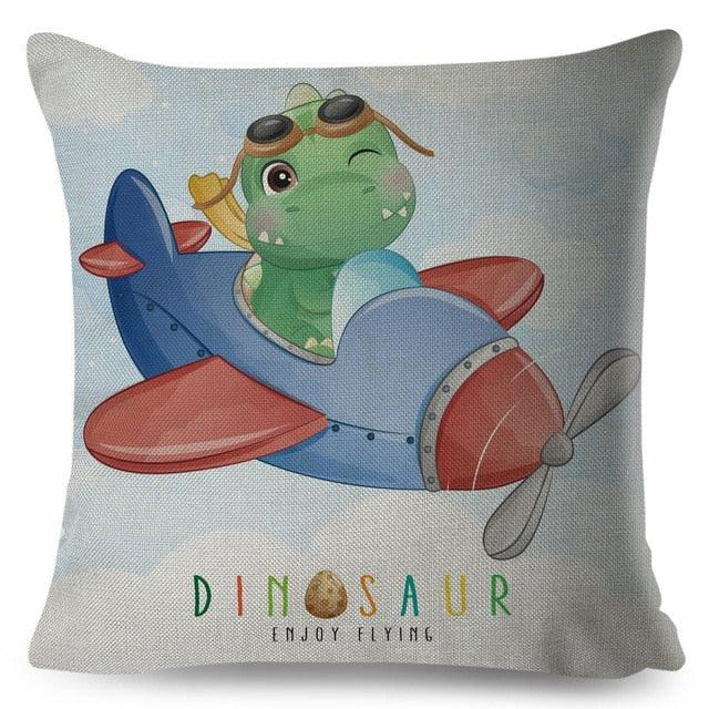 Nordic Style Pillow Cover Cute Cartoon Animal Drive Dinosaur Car Polyester Cotton Cushion Cover For Sofa Home Kids Room Throw Pillow Case Cover Dinosaur Cartoon Gray Soft Pillow Case For Decorative Bedroom Livingroom Sofa Farm House Cushion Covers