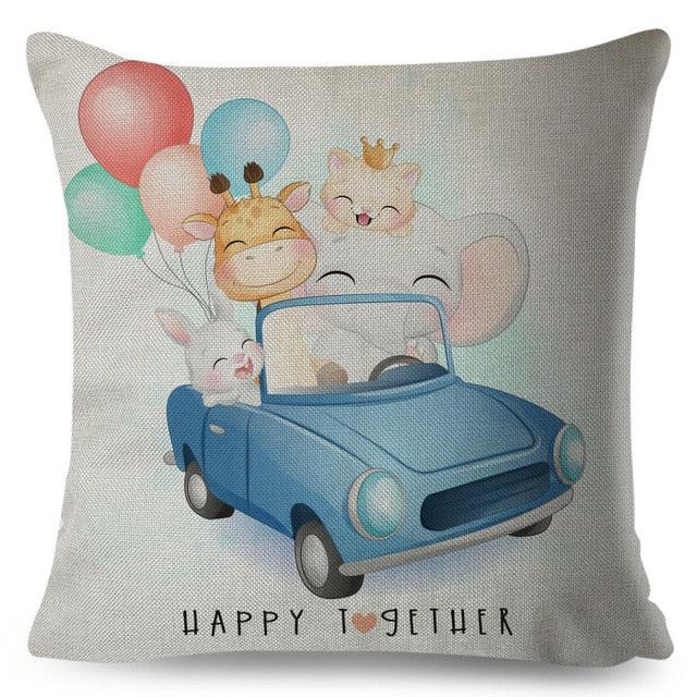 Nordic Style Pillow Cover Cute Cartoon Animal Drive Dinosaur Car Polyester Cotton Cushion Cover For Sofa Home Kids Room Throw Pillow Case Cover Dinosaur Cartoon Gray Soft Pillow Case For Decorative Bedroom Livingroom Sofa Farm House Cushion Covers