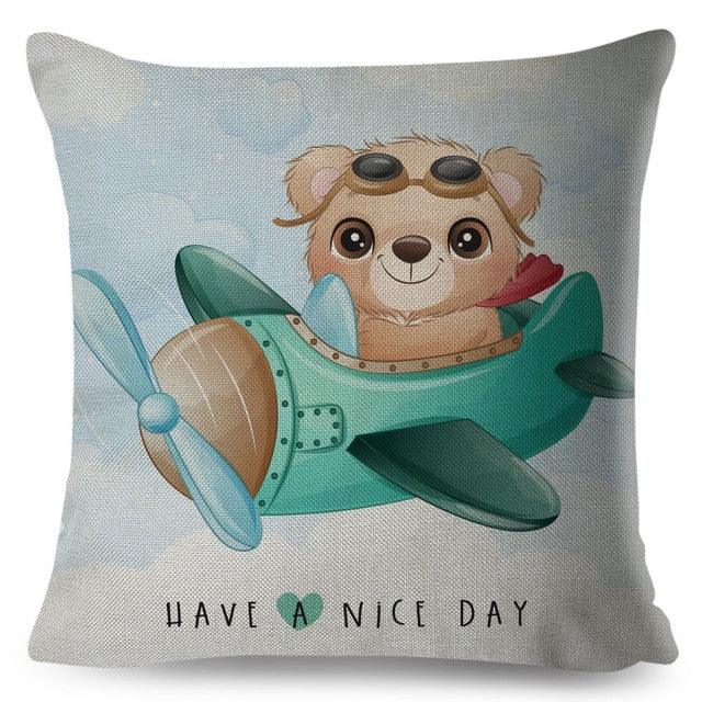 Nordic Style Pillow Cover Cute Cartoon Animal Drive Dinosaur Car Polyester Cotton Cushion Cover For Sofa Home Kids Room Throw Pillow Case Cover Dinosaur Cartoon Gray Soft Pillow Case For Decorative Bedroom Livingroom Sofa Farm House Cushion Covers