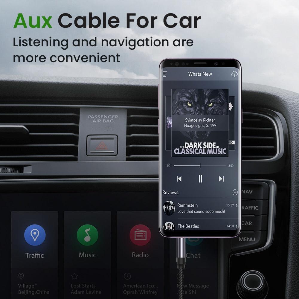 Nylon Braid 4 Poles 3.5MM Audio Aux Cable Jack For Headphone Speaker Line  Car PC Mp3 Mp4