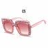Oversized Sunglasses Square Diamond Sunglasses Women Retro Sunglasses Luxury & Diamond Square Shape Sunglasses For Women Branded Attractive Any Size Crystal Sun Glasses For Ladies Gradient Classic Mirror & Decent Shades