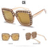 Oversized Sunglasses Square Diamond Sunglasses Women Retro Sunglasses Luxury & Diamond Square Shape Sunglasses For Women Branded Attractive Any Size Crystal Sun Glasses For Ladies Gradient Classic Mirror & Decent Shades
