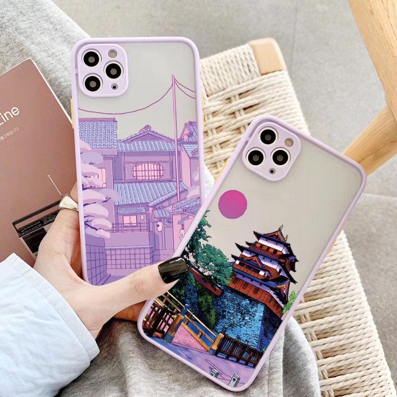 Painted House Scenery Phone Case For iPhone 6s 7 8 Plus SE 12 11 13 Pro Max X XR XS Max Matte Cover Transparent Anti-Bump Design Phone Case