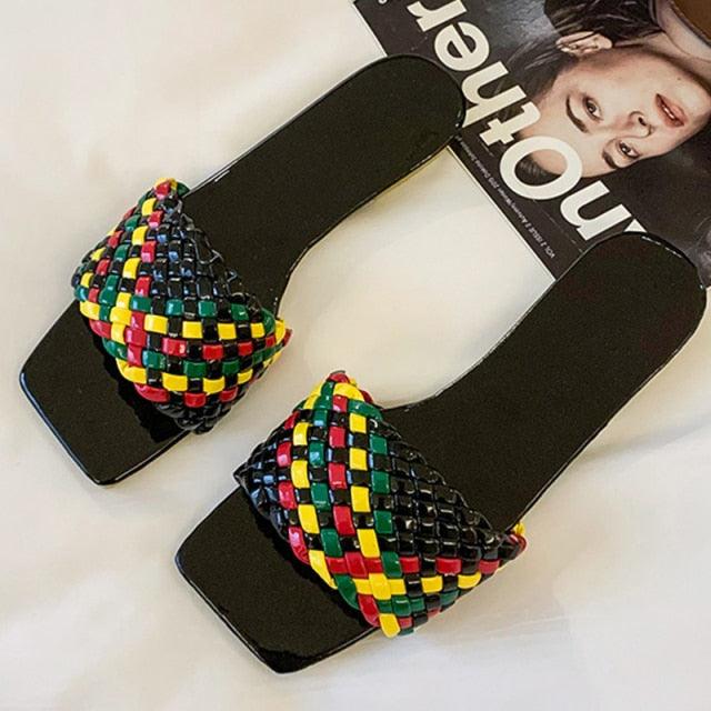 Party Luxury Ladies Slippers Charm Design Open-Toe Beach Flat Sandals Casual Flip Flops Women Shoes Flat Sandals Slip On Slide Sandals Leather Strap Flat Sandals