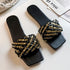 Party Luxury Ladies Slippers Charm Design Open-Toe Beach Flat Sandals Casual Flip Flops Women Shoes Flat Sandals Slip On Slide Sandals Leather Strap Flat Sandals