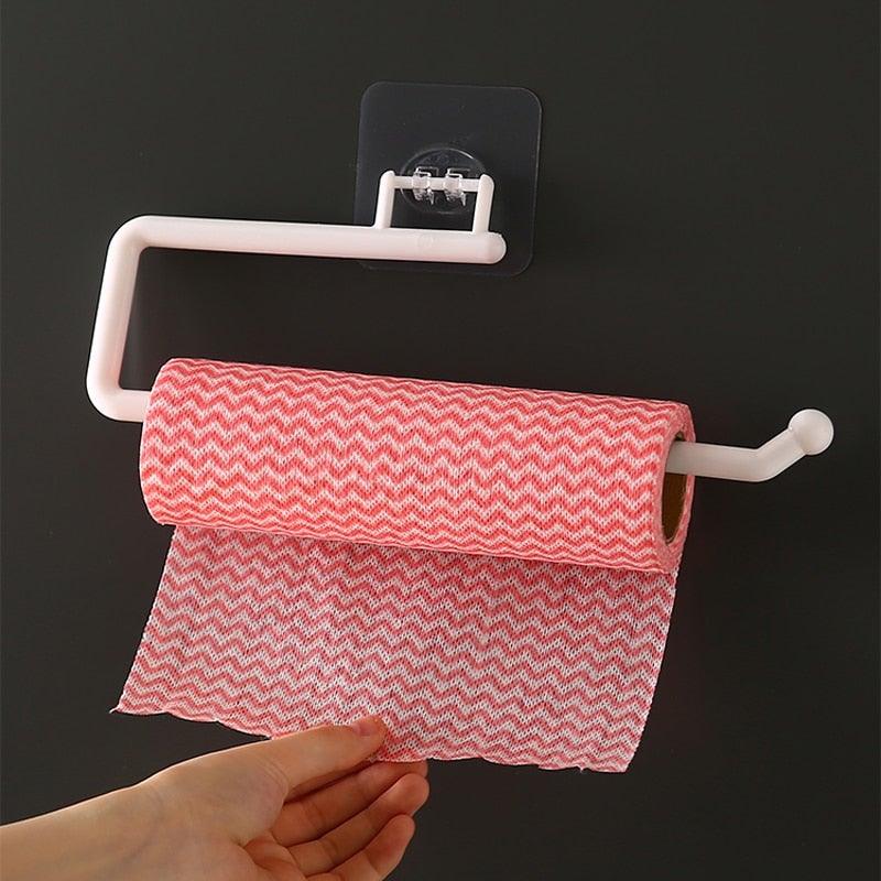 Perforation-Free Kitchen Toilet Paper Holder Special Paper Towel Rack Cling Film Storage Rack Toilet Paper Rag Holder  Wall Mount Self Adhesive Toilet Paper Holder Durable Stainless Steel Brushed Nickel Toilet Paper Roll Holder Modern No Drilling