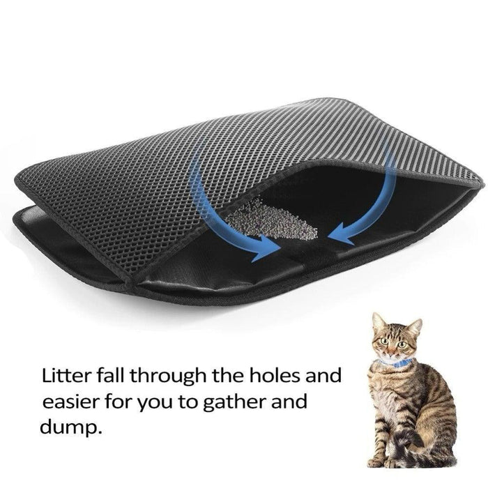 Pet Cat Litter Mat Waterproof Double Layer Cat Litter Trapping Pet Litter Box Mat Clean Pad Products For Cats Accessories Cat Litter Mat Trapping for Litter Box No-Toxic & Super Size Urine & Waterproof Honeycomb Double Layer Anti Tracking Mats - STEVVEX Pet - 126, cat accessories, cat fun tools, cat litter mat, cat playing tools, cat tools, cat toy, cat toys, kitten accessories, kitten litter mat, kitty mats, litter mat, litter tool, pet litter mat, waterproof litter mat - Stevvex.com