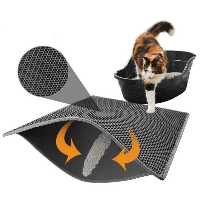 Pet Cat Litter Mat Waterproof Double Layer Cat Litter Trapping Pet Litter Box Mat Clean Pad Products For Cats Accessories Cat Litter Mat Trapping for Litter Box No-Toxic & Super Size Urine & Waterproof Honeycomb Double Layer Anti Tracking Mats - STEVVEX Pet - 126, cat accessories, cat fun tools, cat litter mat, cat playing tools, cat tools, cat toy, cat toys, kitten accessories, kitten litter mat, kitty mats, litter mat, litter tool, pet litter mat, waterproof litter mat - Stevvex.com