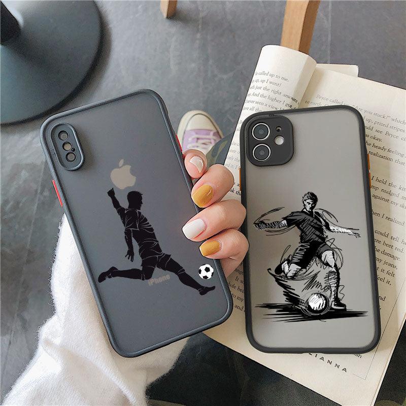 Phone Case For iPhone 12 13 11 14 Pro XS Max XR SE2 7 8 6S Plus X Play Soccer Shockproof Clear PC Cute Back Cover Football Multi-Colored Aesthetic Pattern Soft Slim TPU Full Camera Protection Shockproof Cover Case