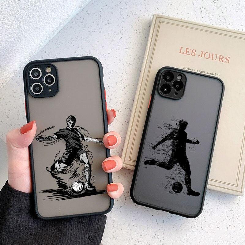 Phone Case For iPhone 12 13 11 14 Pro XS Max XR SE2 7 8 6S Plus X Play Soccer Shockproof Clear PC Cute Back Cover Football Multi-Colored Aesthetic Pattern Soft Slim TPU Full Camera Protection Shockproof Cover Case