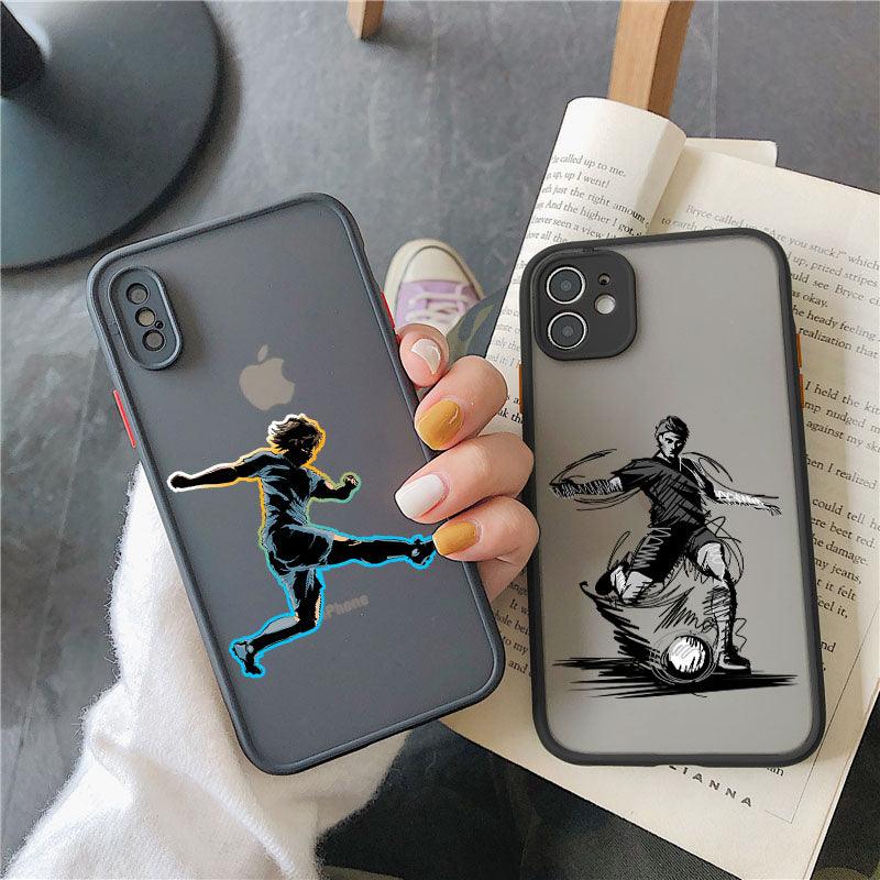 Phone Case For iPhone 12 13 11 14 Pro XS Max XR SE2 7 8 6S Plus X Play Soccer Shockproof Clear PC Cute Back Cover Football Multi-Colored Aesthetic Pattern Soft Slim TPU Full Camera Protection Shockproof Cover Case
