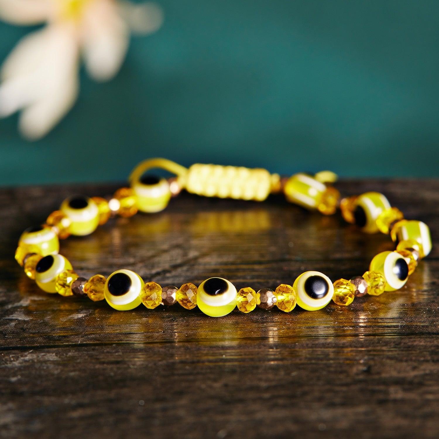 Pinky Promise Blue Bracelet Sets Colorful Crystal Bead Rope Chain Lucky Couple Bracelets Colorful Eye Bracelets Handmade Braided Rope Bracelets For Women Friendship Charm Jewelry