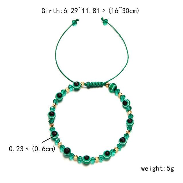 Pinky Promise Blue Bracelet Sets Colorful Crystal Bead Rope Chain Lucky Couple Bracelets Colorful Eye Bracelets Handmade Braided Rope Bracelets For Women Friendship Charm Jewelry