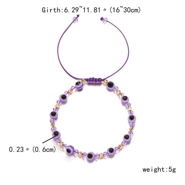 Pinky Promise Blue Bracelet Sets Colorful Crystal Bead Rope Chain Lucky Couple Bracelets Colorful Eye Bracelets Handmade Braided Rope Bracelets For Women Friendship Charm Jewelry