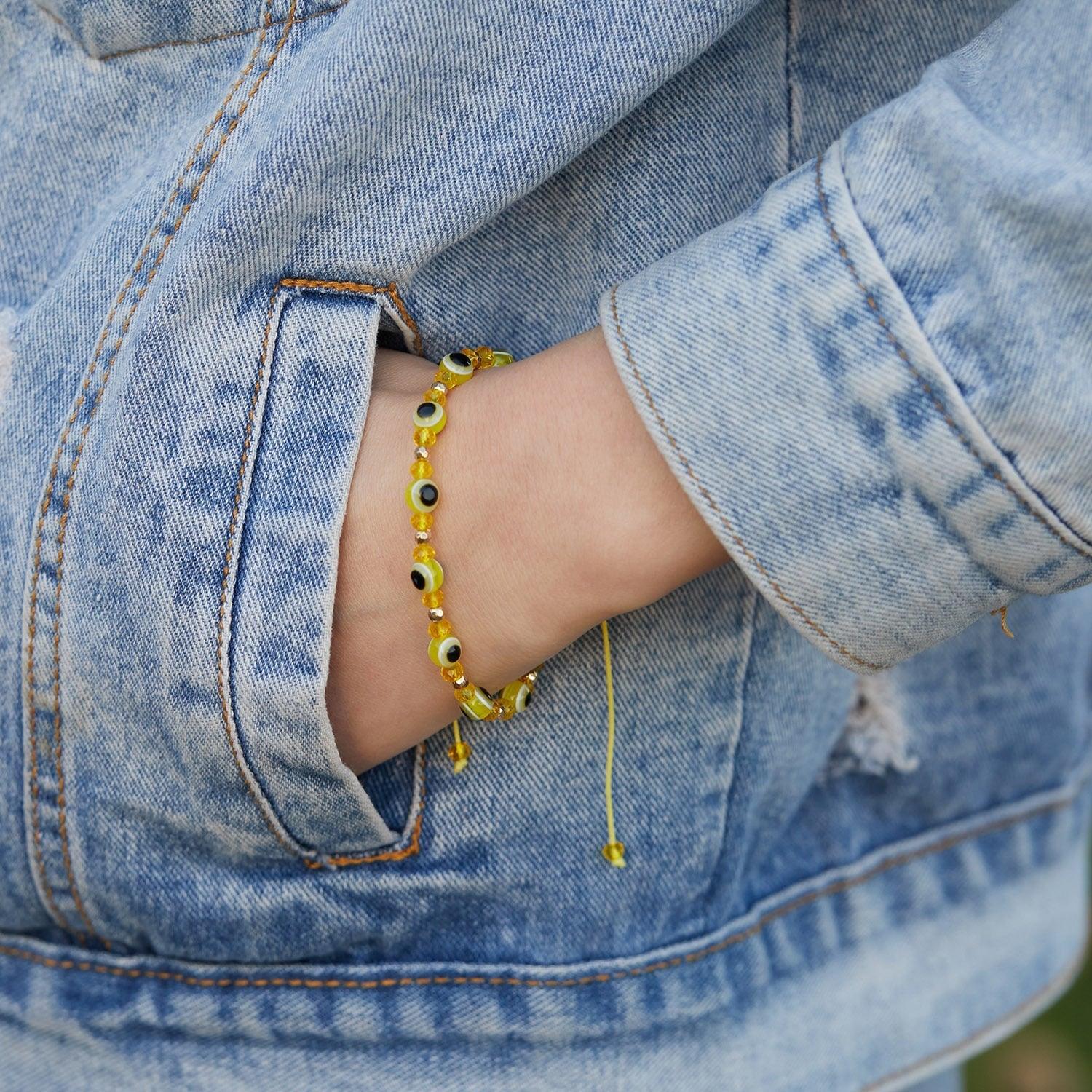 Pinky Promise Blue Bracelet Sets Colorful Crystal Bead Rope Chain Lucky Couple Bracelets Colorful Eye Bracelets Handmade Braided Rope Bracelets For Women Friendship Charm Jewelry