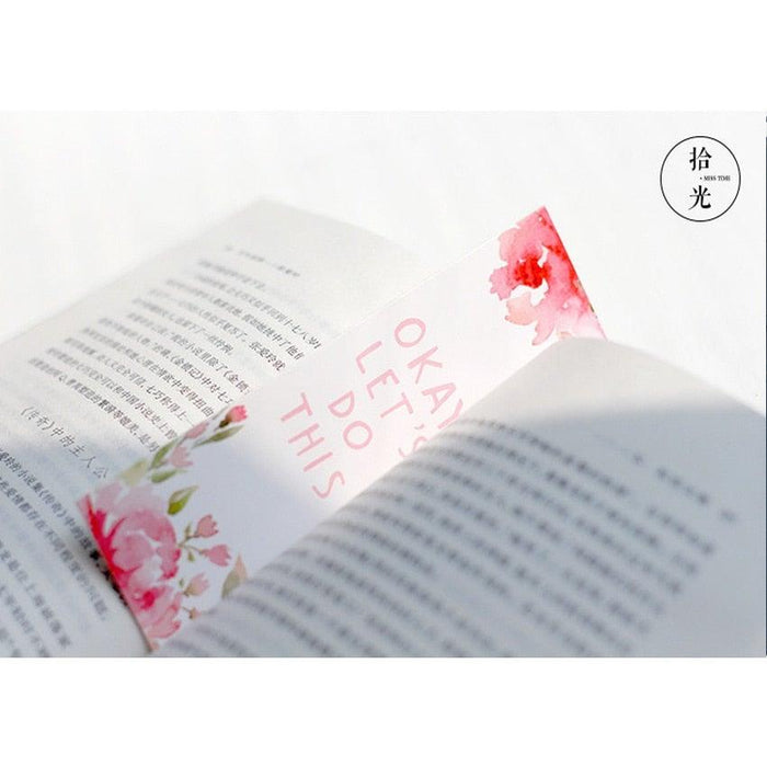 Poetic Flower Boxed Paper Art Small Fresh Bookmarks Stationery School Supplies Kids Gift Bookmarks Positive Page Marker For School Office Students Bookworm Presents