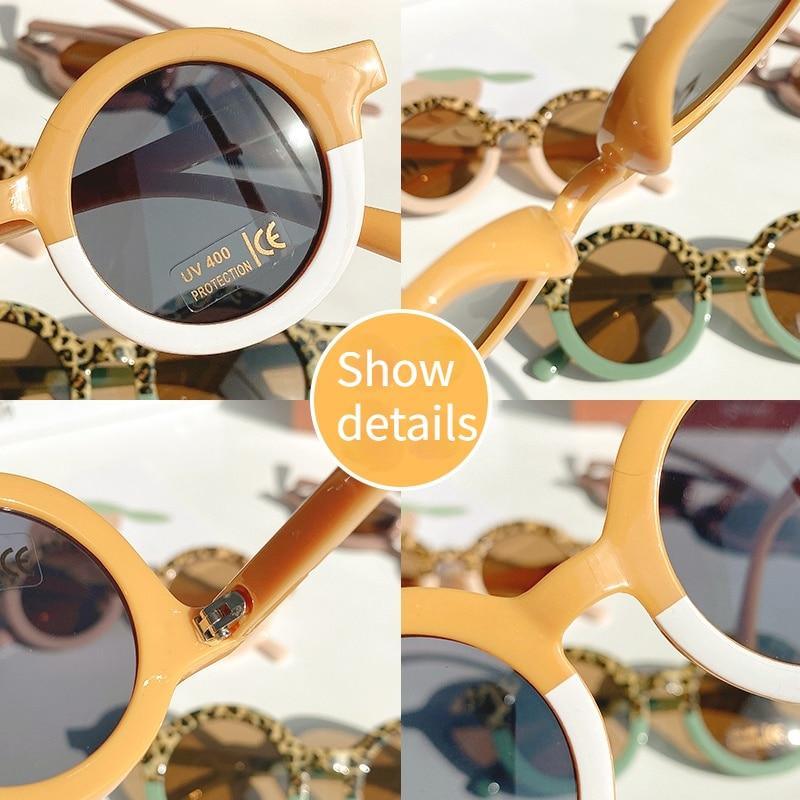 Popular Sunglasses For Children Boy/Girl New Elegant Leopard Double Color Cartoon Bear Shapes New Round Shape Sunglasses For Kids As Well As For Women And Men