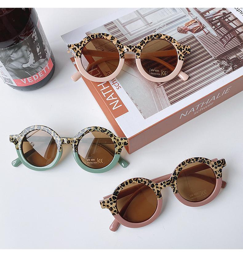 Popular Sunglasses For Children Boy/Girl New Elegant Leopard Double Color Cartoon Bear Shapes New Round Shape Sunglasses For Kids As Well As For Women And Men
