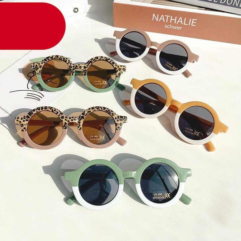 Popular Sunglasses For Children Boy/Girl New Elegant Leopard Double Color Cartoon Bear Shapes New Round Shape Sunglasses For Kids As Well As For Women And Men