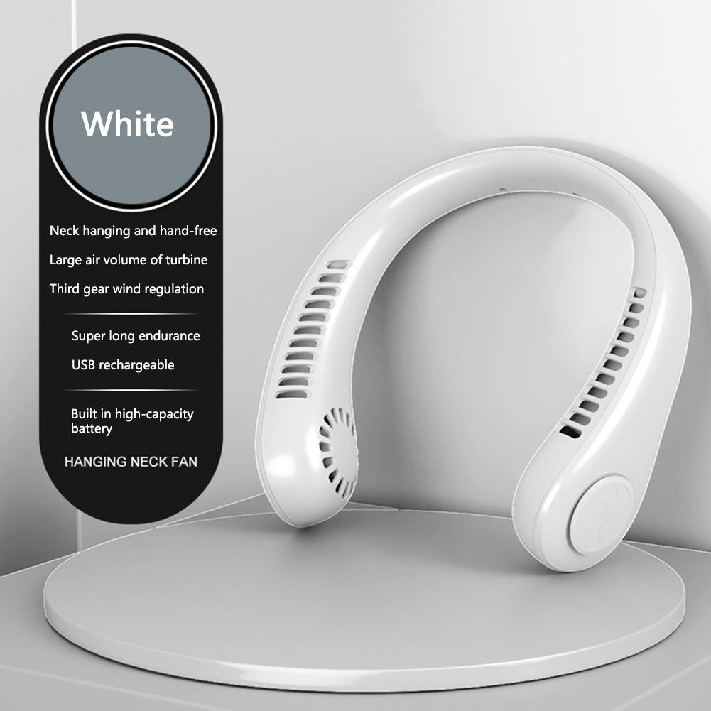 Portable Neck Fan USB Handheld Mute LED Digital Display Leafless Mini Electric Fan Colorful Atmosphere Lights 5th Gear For Rechargeable Personal Wearable Fan with Colorful Flashlight LED Digital Display And Low Noise