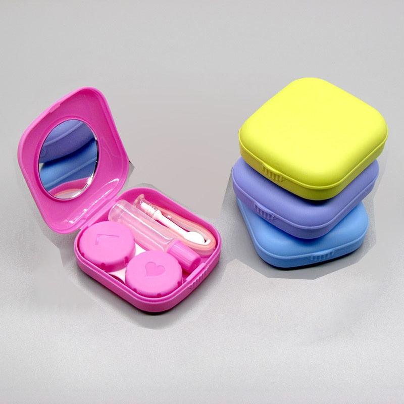 Portable Women Mini Contact Lens Storage Box Case Outdoor Travel Girl Convenient Contact Lens Case Container Colorful Contact Lens Box Holder Container Outdoor Mini Contact Lens Storage Kit With Mirror