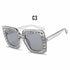 Oversized Sunglasses Square Diamond Sunglasses Women Retro Sunglasses Luxury & Diamond Square Shape Sunglasses For Women Branded Attractive Any Size Crystal Sun Glasses For Ladies Gradient Classic Mirror & Decent Shades