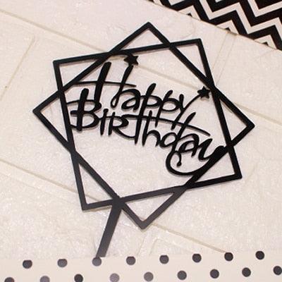 Happy Birthday Love Flag Cake Topper Happy Birthday Cake Toppers Cake Topper Birthday Cake Topper Double Sided For Anniversaries And Parties Silver Acrylic Letter Gold Silver Cake Top Flag Decoration for Birthday Party Wedding Supplies