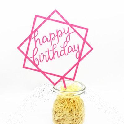 Happy Birthday Love Flag Cake Topper Happy Birthday Cake Toppers Cake Topper Birthday Cake Topper Double Sided For Anniversaries And Parties Silver Acrylic Letter Gold Silver Cake Top Flag Decoration for Birthday Party Wedding Supplies