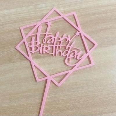 Happy Birthday Love Flag Cake Topper Happy Birthday Cake Toppers Cake Topper Birthday Cake Topper Double Sided For Anniversaries And Parties Silver Acrylic Letter Gold Silver Cake Top Flag Decoration for Birthday Party Wedding Supplies