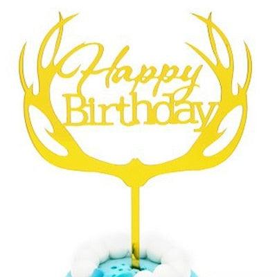 Happy Birthday Love Flag Cake Topper Happy Birthday Cake Toppers Cake Topper Birthday Cake Topper Double Sided For Anniversaries And Parties Silver Acrylic Letter Gold Silver Cake Top Flag Decoration for Birthday Party Wedding Supplies