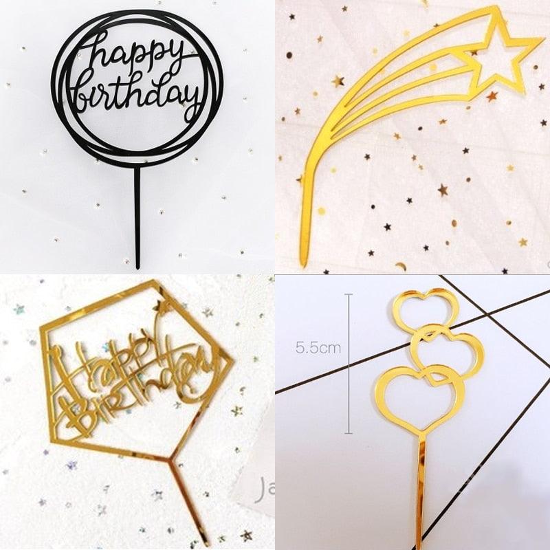 Happy Birthday Love Flag Cake Topper Happy Birthday Cake Toppers Cake Topper Birthday Cake Topper Double Sided For Anniversaries And Parties Silver Acrylic Letter Gold Silver Cake Top Flag Decoration for Birthday Party Wedding Supplies