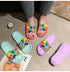 Women Beach Slippers Women's Rainbow Colors Woman Cute Flower Flat Shoes Footwear Ladies Slides Waterproof Summer Beach Slippers Slipper With Comfort Non Slip Sole Women’s Slim Flip Flop