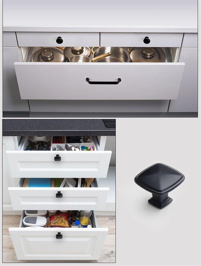 Black American Aluminium Alloy Door Handles Wardrobe Drawer Pull Kitchen Cabinet Knobs For Furniture Handle Hardware Accessories Vintage Cabinet Drawer Handles Pull for Cabinet Door Dresser Cupboard Closet Drawer Furniture
