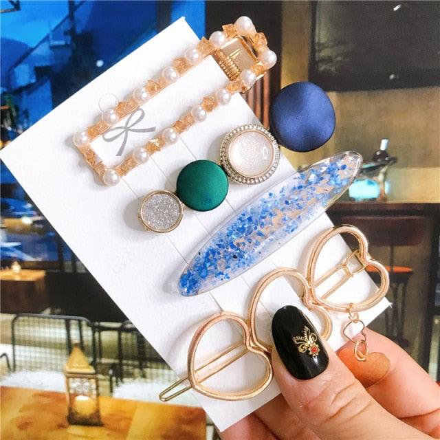 4pcs/set Women Hair Accessories Jewelry Korean Simulation Pearl Barrette Love Hearts Hair Clips For Girls Pink Hairpins Wedding Hair Accessories for Brides and Bridesmaids