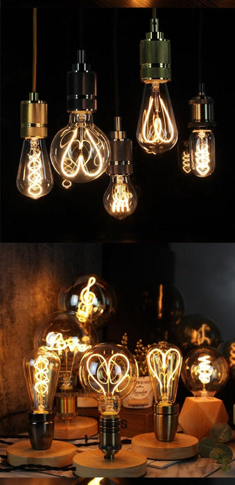 Luxury LED Edison Light Bulb Retro Lamp Industrial Decor Lamp Vintage Edison Filament Hearts Light Bulbs Equivalent Warm Yellow Lamps For Loft Coffee Bar Kitchen Home