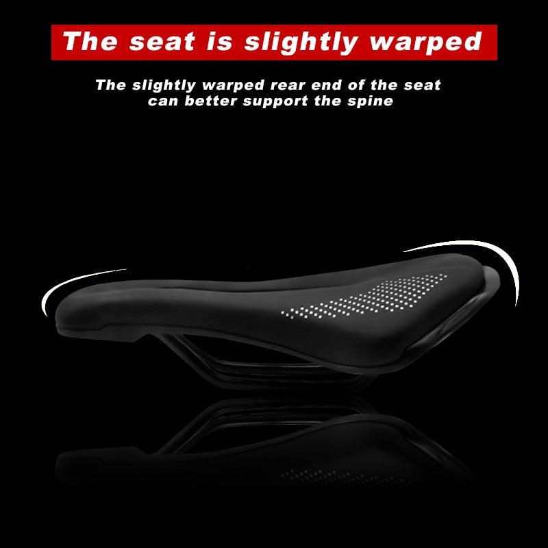 Bicycle Saddle Seat Road Steel Rails Mountain Bike Cushion Skid-Proof Soft PU Leather Road Mountain Bike Seat Bicycle Saddle Comfortable Memory Foam Cushion For Road Riding