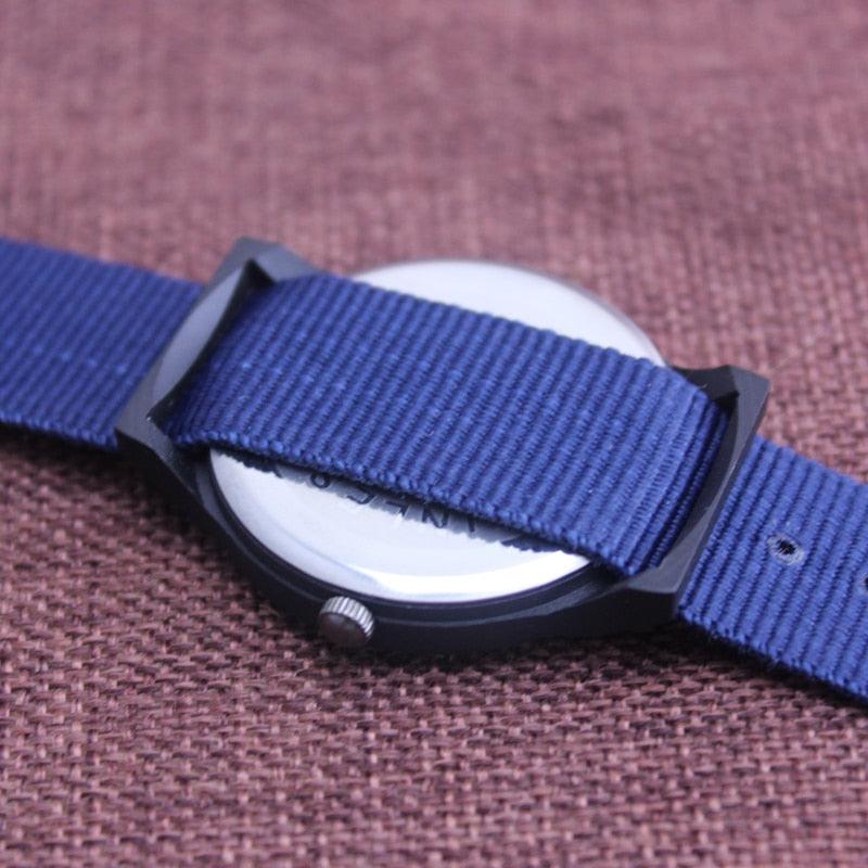 Unisex Fashion Nylon Fabric Kids Children Watch Sport Thin Students Canvas Quartz Dress Wristwatch Military Time Watch  Field Outdoor Sport Mens Wristwatch With Slip-Thru Nylon Band